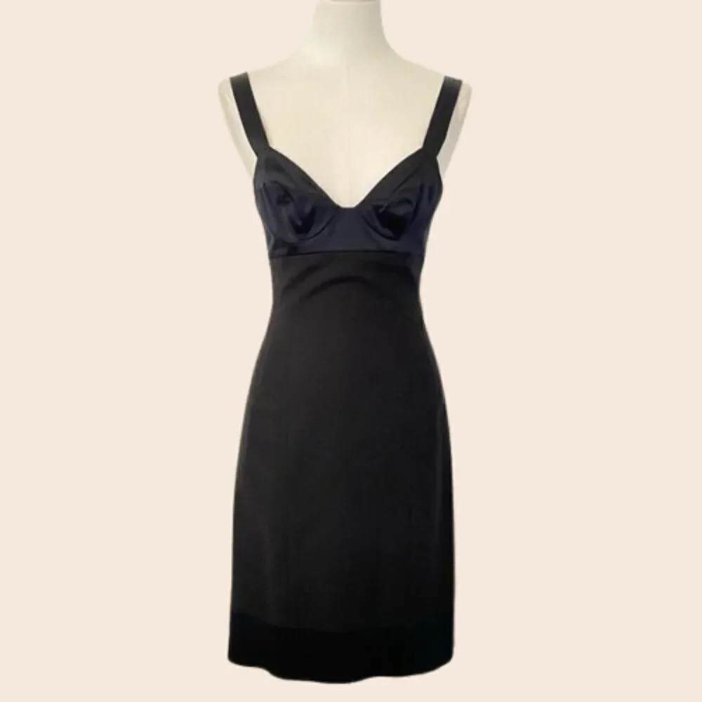 Rebecca Taylor Black Wool and Lastol Bustier Style Dress Size 2